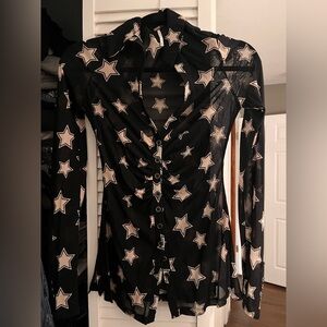 Free people star detail mesh top